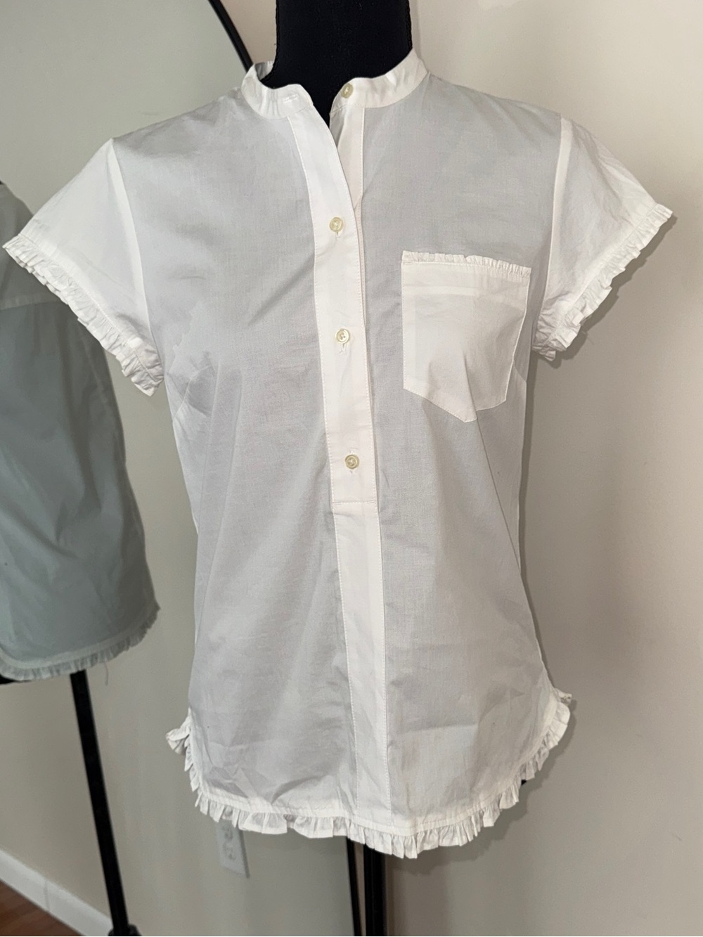 J.Crew Ruffle Popover Blouse White Size 4